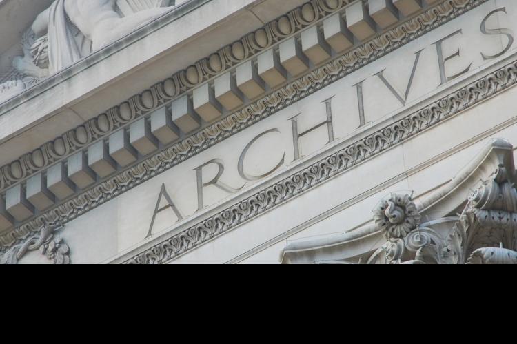 Part of the facade of the U.S. National Archive building