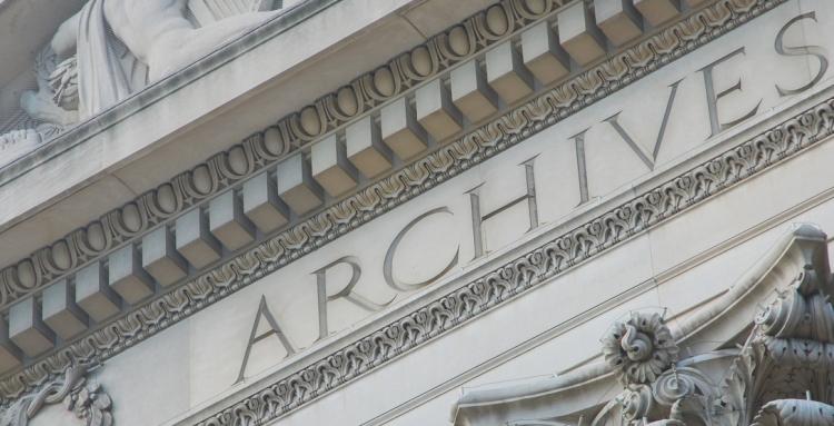 Part of the facade of the U.S. National Archive building