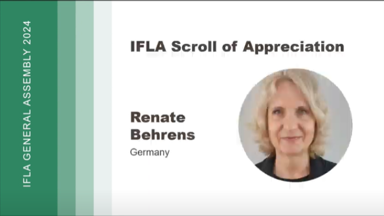 IFLA Scroll of Appreciation: Renate Behrens