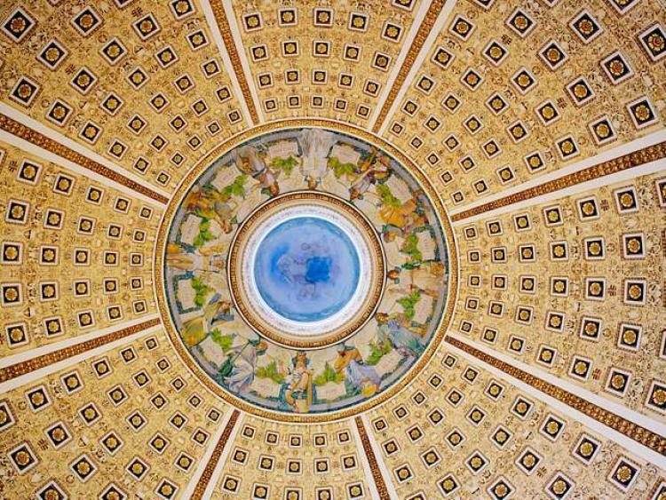 Ceiling of the interior dome of the Thomas Jefferson Building of the Library of Congress - downloaded from https://loc.getarchive.net/